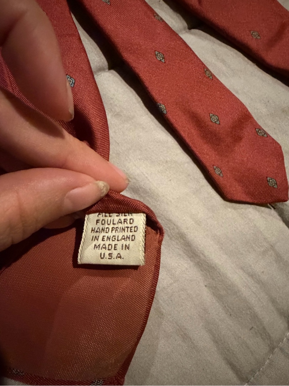 Men's Rust Orange Micro-Dot Tie - Picture 4 of 5